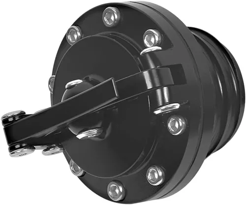 Vista 6 de Tapa de tanque de combustible de liberación rápida en negro para motocicleta, para Harley Sportster XL 1200 883 X48 Dyna Touring 1996 y posteriores