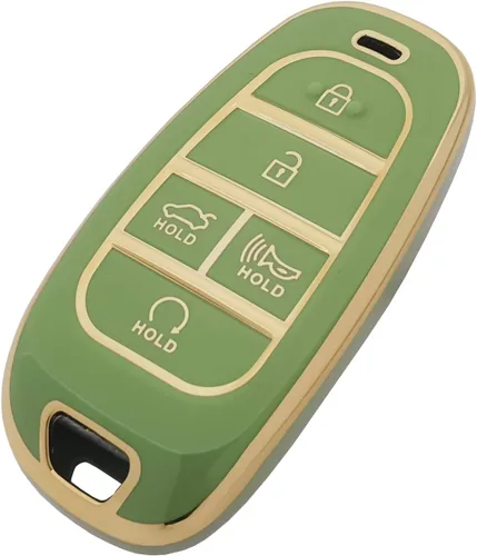 Vista 4 de Funda protectora de TPU para llavero de Hyundai Sonata Santa fe Tucson 2020 2021 2022 (verde), Verde