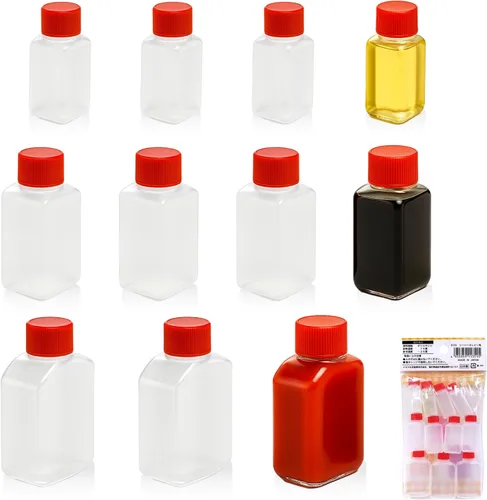 Vista 5 de JapanBargain 2054, botellas de viaje japonesas para aderezo con salsa de soja, botellas de chorro para apretar, mini recipientes para salsa