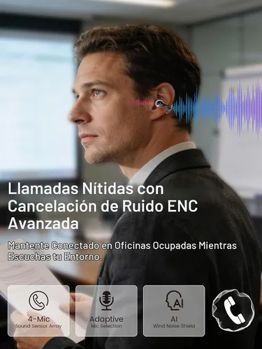 Vista 2 de M31 Auriculares inalámbricos de oreja abierta, con clip, ligeros, ajuste de 0.18 oz, control Omni Tap de gran alcance, sonido de 68 horas, Bluetooth