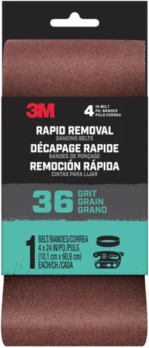Vista 9 de 3M Eliminación rápida de 3 pulgadas x 24 pulgadas. Cinturón de lijado eléctrico, grano 36, 1/paquete