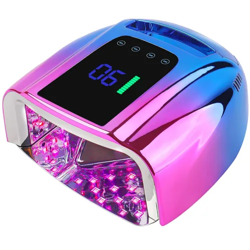 Vista 15 de Lámpara de uñas LED UV recargable de 96 W, luz UV inalámbrica para uñas con pantalla LCD, sensor automático, 4 ajustes de temporizador y secador