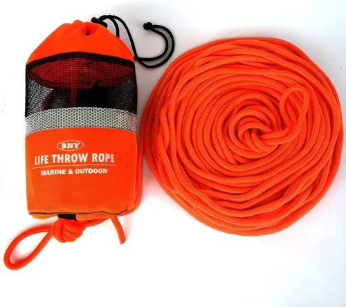 Vista 4 de BNY - Bolsa de tiro para rescate acuático con cuerda flotante reflectante de 98 pies, línea de lanzamiento flotante para kayak, navegación en aguas