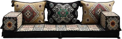 Vista 29 de arabicsofa Juego de sofá de piso árabe esquinero en forma de L - Asiento Majlis marroquí para sala de estar