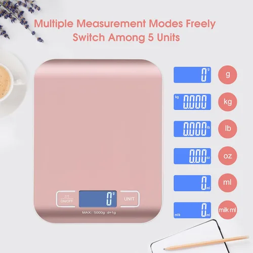 Vista 6 de Báscula de envío digital, báscula de cocina, acero inoxidable, precisa 11.0 lbs/0.04 oz, báscula postal portátil pequeña para paquetes, pequeñas