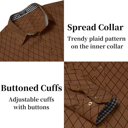 Vista 5 de COOFANDY Men's Business Dress Shirt Long Sleeve Slim Fit Casual Button Down Shirt