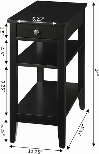 Vista 3 de Convenience Concepts American Heritage Mesa Auxiliar de Cabecera con Cajón de 23.5" - Mesa Clásica de Sala de Estar con Estante de Almacenamiento