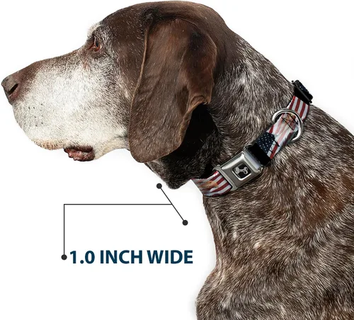 Vista 6 de Bandera de Estados Unidos diseño de estrellas y rayas Eagle Diversión Animal Cinturón de Seguridad Pet Collar, Multicolor