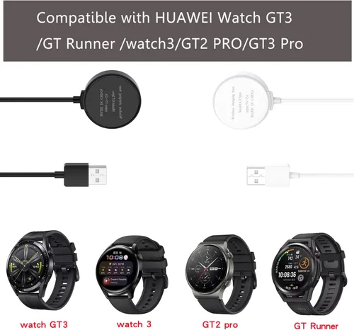 Vista 2 de FitTurn Cable de carga para Huawei Watch 4 Pro/Ultimate/GT3/GT Runner/watch3/GT2 PRO/GT3 Pro - Paquete de 2 adaptadores de carga de repuesto de 3.3