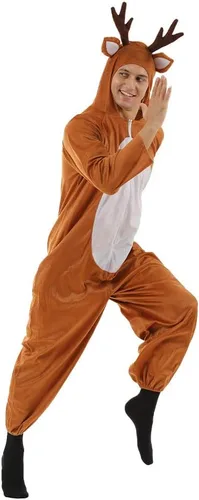 Vista 4 de ReneeCho Pijama de Navidad con reno para adultos, disfraz de ciervo para hombre y mujer