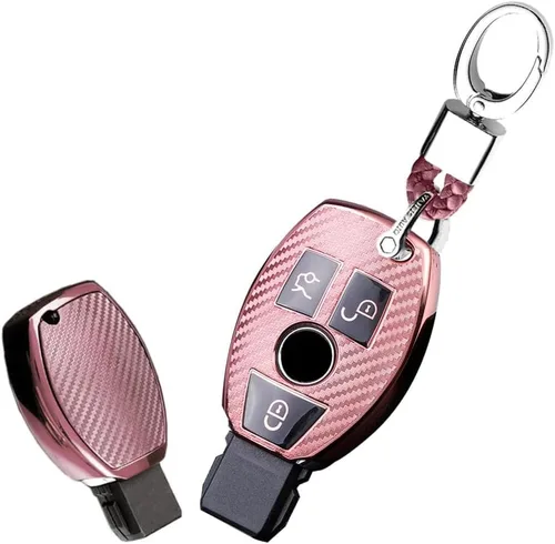 Vista 9 de KUNIO Funda protectora para llavero de coche para Benz A B Clase C GLA GLK Llavero TPU 3 botones b blanco