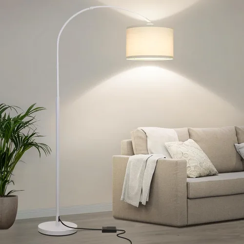 Vista 16 de Lámpara de pie regulable, lámpara de pie de arco con atenuador, lámpara de pie negra con pantalla colgante ajustable, luz de lectura alta sobre