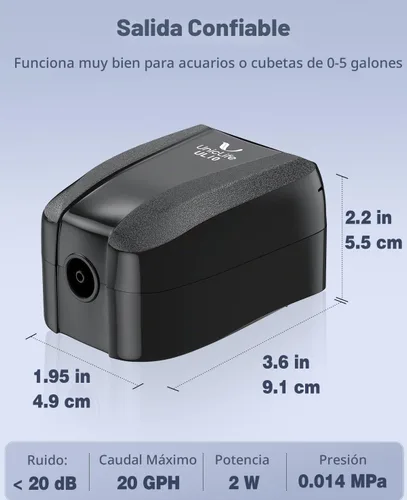 Vista 5 de Uniclife Bomba de aire para acuario, aireador de tanque de peces de doble salida con accesorios para tanque de 5-200 galones