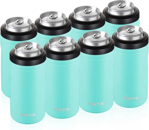 Vista 37 de COKTIK 4 en 1 enfriador de latas aislado, enfriador de latas delgadas de doble pared para latas de 12 oz regulares o delgadas y botellas de cerveza
