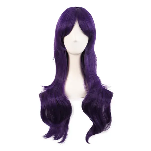 Vista 14 de MapofBeauty - Peluca larga de extremos rizados para cosplay, de 28 pulgadas, para mujer, color Azure Azul celeste