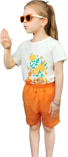 Vista 2 de Bumeex Conjunto de ropa de verano para niñas pequeñas con top y pantalones cortos de algodón