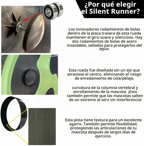 Vista 4 de Silent Runner- 9 pulgadas regular - Rueda de ejercicio + soporte + accesorio de jaula (brilla en la oscuridad)