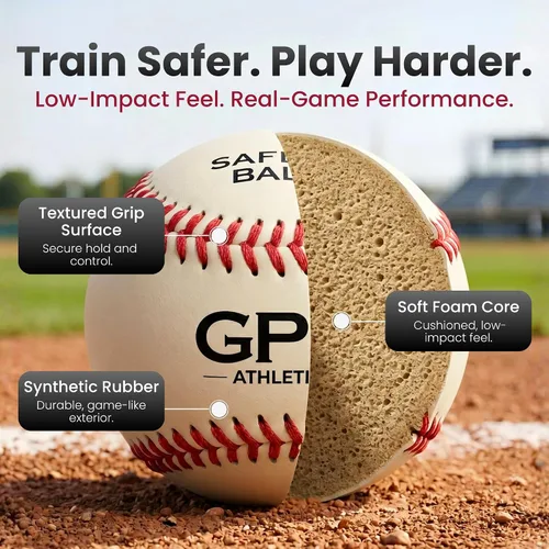 Vista 4 de GPS Athletics - Pelotas de béisbol suaves para niños, pelotas de béisbol de entrenamiento de seguridad de bajo impacto para práctica de béisbol