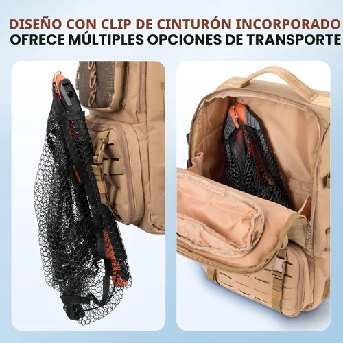 Vista 7 de KastKing Pontus - Red de pesca para pescar, plegable y ligera, red de pesca de agua dulce con escala de longitud integrada, mango de aluminio, malla