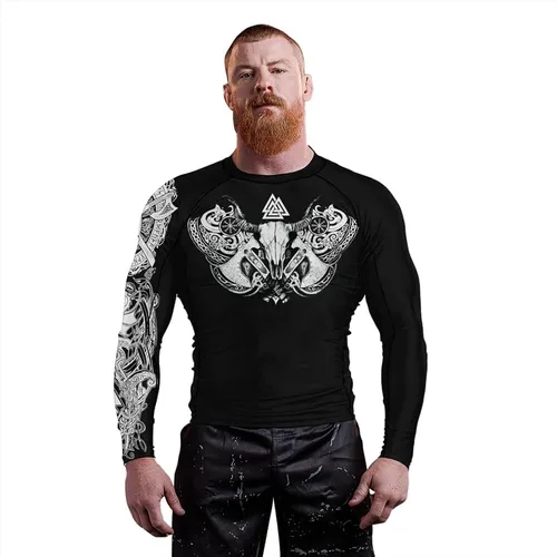 Vista 6 de Viking - Camiseta de compresión para hombre, manga larga, capa base para jiu jitsu