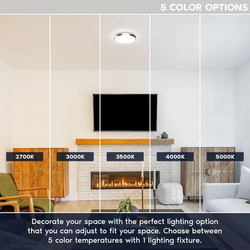 Vista 3 de LUXRITE Lámpara de techo LED con sensor de movimiento, 11 pulgadas, 5CCT seleccionable 2700K 3000K 3500K 4000K 5000K, tiempo de espera de 60s, 16W