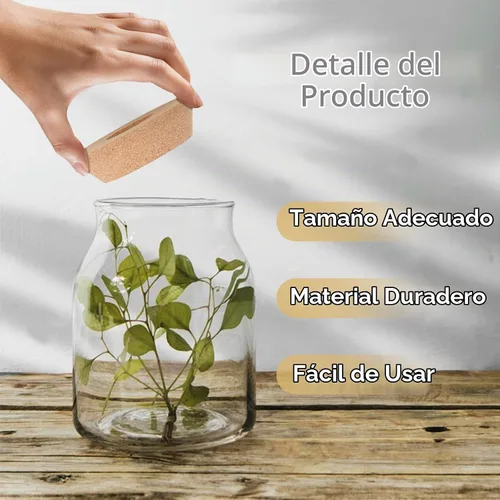 Vista 3 de DLUGOPIS 4 tapas de corcho para maceta de vidrio de 3.8 a 4.4 pulgadas, corchos de plantas con agujero central, tapas hidropónicas para macetas