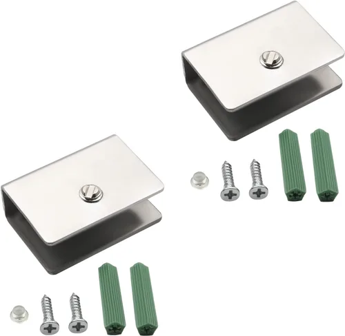 Vista 11 de 4 piezas de acero inoxidable ajustable soporte de estante de vidrio rectangular pequeña puerta gabinete abrazadera clip soporte para 0.236-0.315 in