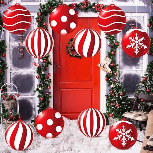 Vista 6 de Jetec 10 piezas de bolas inflables de Navidad de 9 pulgadas, bolas inflables de PVC para decoración de muñeco de nieve de invierno, adornos