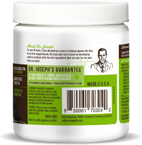 Vista 9 de Dr. Joseph's VetPro Complete Advanced Pre y probióticos en polvo para perros, decoración de comida, 90 cucharadas, apoya la salud intestinal