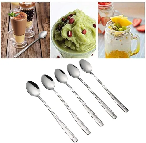 Vista 4 de Cand Cucharas de té helado de acero inoxidable, cuchara de helado de mango largo (juego de 16)