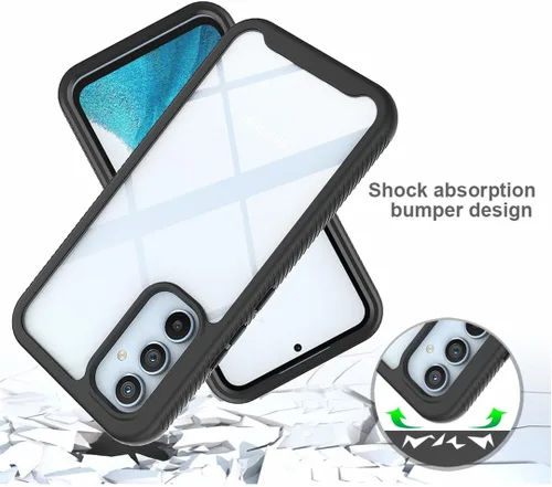 Vista 5 de Funda para Galaxy A24, Galaxy A24 4G, delgada, de cuerpo completo, resistente, elegante, protectora híbrida 3 en 1 con protector de pantalla Negro