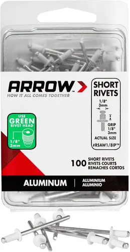 Vista 8 de Arrow RSA1/8IP - Remaches cortos de aluminio para metal, tela, cuero y reparación de automóviles, 1/8 pulgadas, paquete de 25