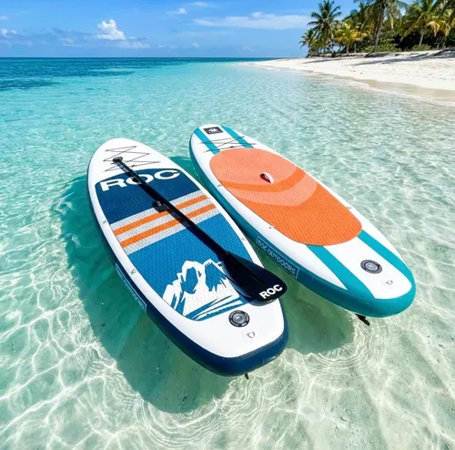 Vista 7 de Roc Tabla de remo inflable con accesorios de tabla de remo de SUP de alta calidad, diseño amplio y estable, cubierta antideslizante y cómoda