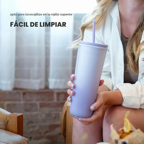 Vista 2 de Simple Modern - Vaso de plástico con pajilla, 24 onzas, color negro