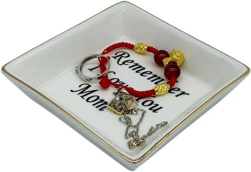 Vista 8 de Lependor Plato de anillo de cerámica decorativo de la baratija del plato de la baratija de los regalos para ella bandeja de la joyería Recuerda I
