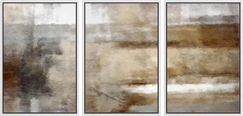 Vista 111 de wall26 Lienzo enmarcado para pared, juego de arte de acuarela pastel, paisaje rural, ilustraciones con formas abstractas, arte moderno, decorativo