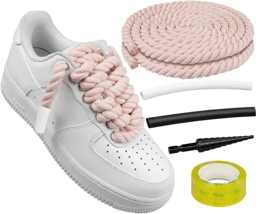 Vista 14 de Endoto Cordones de cuerda para Air Force 1, agujetas gruesas y voluminosas para zapatos deportivos AF Azul bebé
