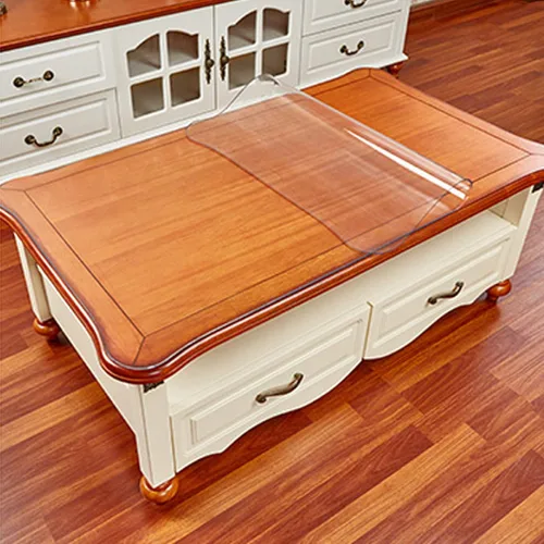 Vista 5 de Protector de mesa transparente de PVC resistente de 0.118 pulgadas (0.118 in), rectangular, transparente, impermeable, para mesa de comedor, mesa
