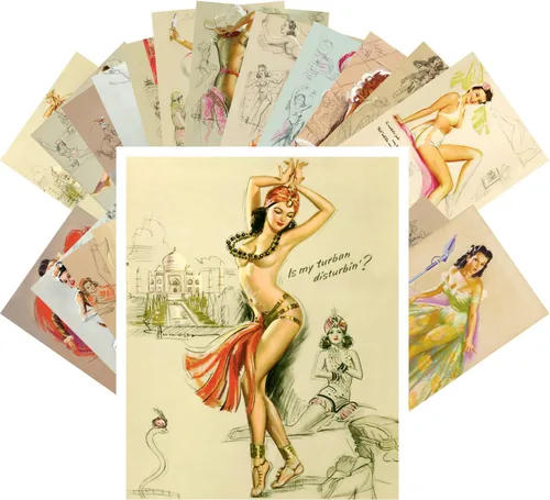 Vista 13 de PIXILUV Pinup Postal Pack 24pcs Vintage Pinup Sexy Girls Classic Sexy Girls