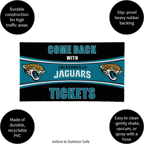 Vista 4 de Team Sports America NFL Jacksonville Jaguars Entrada interior y exterior 28 x 16 pulgadas Parte trasera antideslizante Tapetes de bienvenida