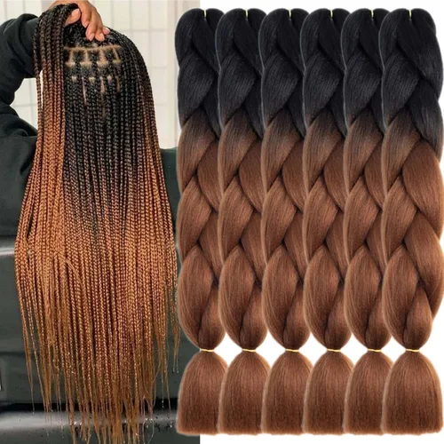 Vista 46 de Beige (613) Cabello trenzado 6 paquetes de extensiones de cabello sintético de 24 pulgadas, extensiones de cabello trenzado Jumbo Ombre trenzado