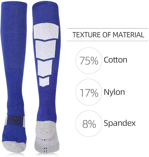 Vista 4 de 3 pares de calcetines de fútbol calcetines deportivos hasta la rodilla calcetines deportivos de compresión para hombres y mujeres para correr