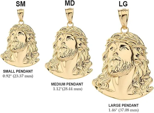 Vista 2 de Collar con dije de cabeza de Jesús joyería religiosa 092 pulgadas