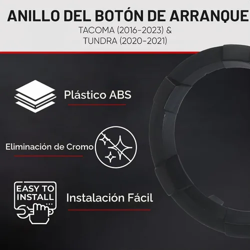 Vista 4 de Anillo de botón de arranque para Tacoma 2016-2023 / Tundra 2020-2021 - Negro