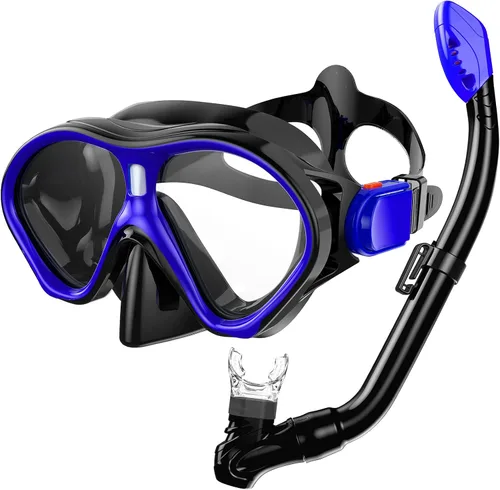 Vista 12 de Gintenco Juego de esnórquel para niños, máscara de buceo para niños como gafas de natación unisex, juego de máscara de buceo antivaho y esnórquel
