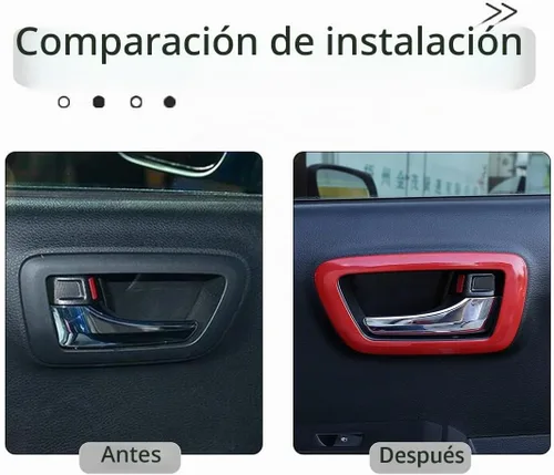 Vista 3 de 4 piezas de ABS para apariencia interior de automóvil, cubierta de panel de manija de puerta compatible con Toyota Tacoma 2016 2017 2018 2019 2020