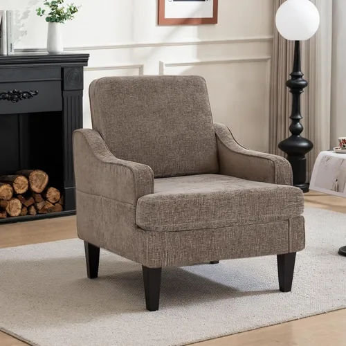 Vista 20 de Silla decorativa para sala de estar, sillón de mediados de siglo, sillas de sala de estar, silla de lectura tapizada para dormitorio, sofá Beige