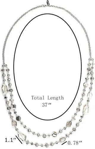 Vista 6 de Bocar - Collar de 2 capas con cuentas de cristal para mujer, joyería de moda