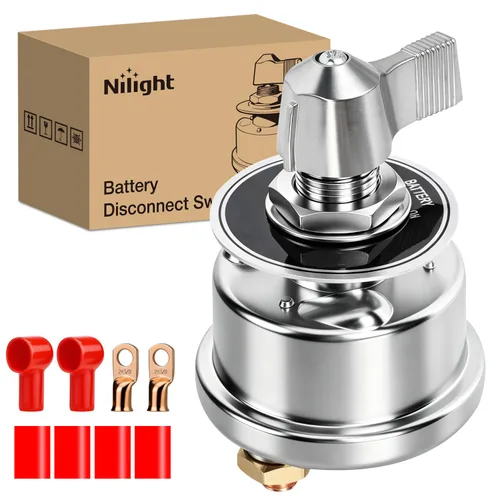 Vista 12 de Nilight Interruptor de desconexión de batería con llave impermeable y cubierta de 12 V 24 V de encendido y apagado, aislador maestro de batería