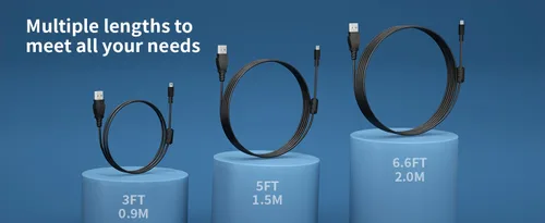 Vista 8 de LEAGY Paquete de 2 cables de transferencia de carga rápida USB-A a Mini USB 2.0 con enchufes chapados en plata y anillo magnético de ferrita